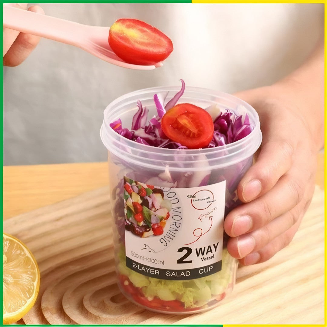 🥗 FreshCup™ – Copo Portátil Duplo para Saladas, Frutas e Lanches Saudáveis