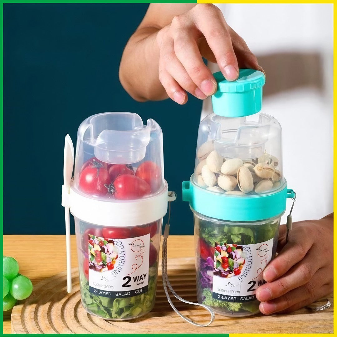 🥗 FreshCup™ – Copo Portátil Duplo para Saladas, Frutas e Lanches Saudáveis